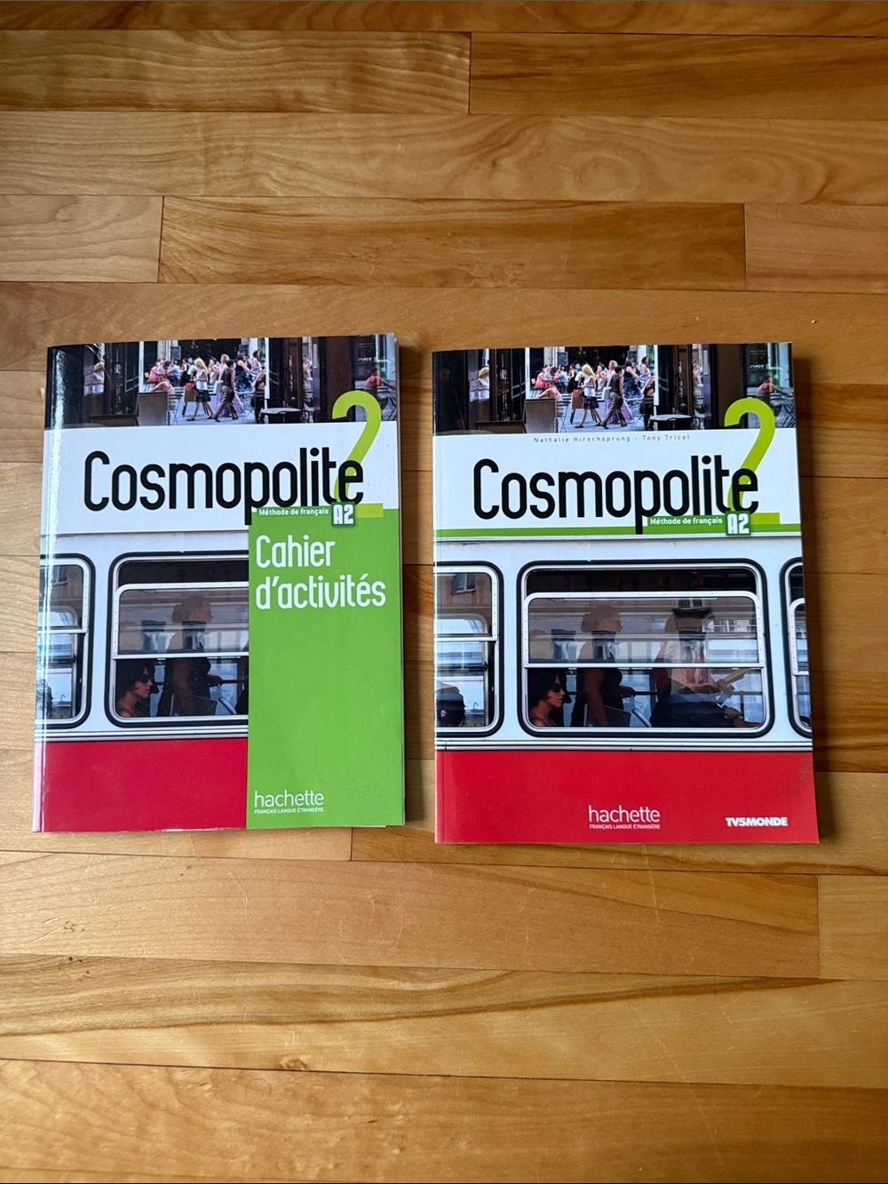 Hachette Cosmopolite 2 French Course Books in Red, White, Green